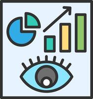 An eye with a bar chart and graph vector