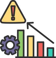 An icon of a gear and a bar graph with an arrow pointing up vector