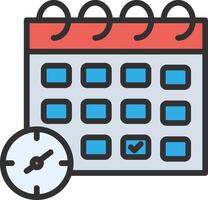 Calendar icon with clock and calendar vector