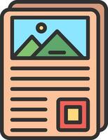 A newspaper with a picture of mountains and a mountain vector