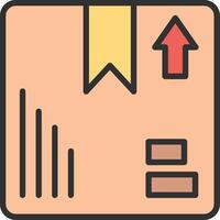 A box with an arrow pointing up and a red arrow pointing down vector