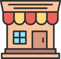 A small store with a red awning vector