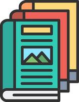 A stack of books with a mountain in the background vector