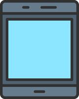 A tablet computer with a blue screen vector