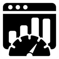 A black and white icon of a speedometer vector