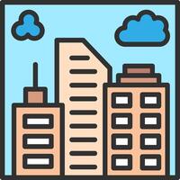A city skyline with clouds and buildings vector
