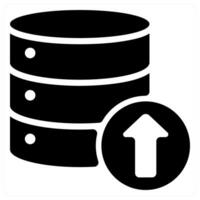 A black and white icon of a server with an arrow pointing up vector