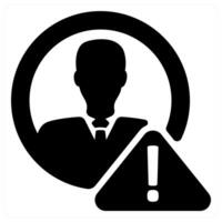 A black and white image of a man with a warning sign vector