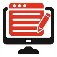 Content Writing icon concept in red color vector