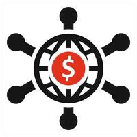 Business Expand Network icon concept in red color vector
