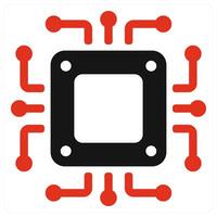 Cpu Processor icon concept in red color vector