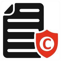 Copyright Protection icon concept in red color vector