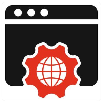 navegador ajustes icono concepto en rojo color vector