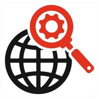Search Engine icon concept in red color vector