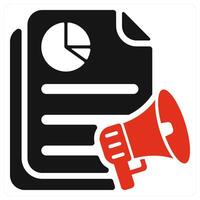 Advertising Report icon concept in red color vector