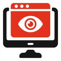 Online Viewer icon concept in red color vector