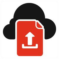 File Upload icon concept in red color vector
