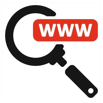 Search Domain icon concept in red color vector