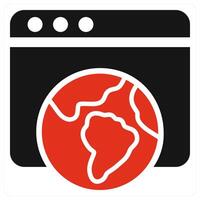 A globe icon with a red and black background vector