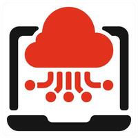 A cloud icon with a red cloud on it vector