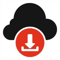 Cloud Download icon concept in red color vector