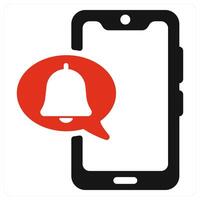 Mobile Notification icon concept in red color vector