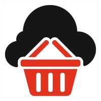 Cloud Shopping icon concept in red color vector