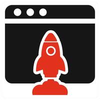 Browser Launch icon concept in red color vector