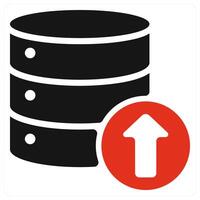A red arrow pointing up to a black and white icon vector