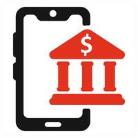 Online Banking icon concept in red color vector