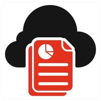 Cloud Data Report icon concept in red color vector