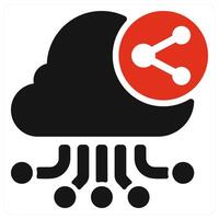 Cloud Network Sharing icon concept in red color vector