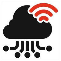 A cloud with wifi and a red dot vector