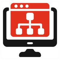 Web Hierarchy icon concept in red color vector