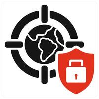 Protect Target Network icon concept in red color vector