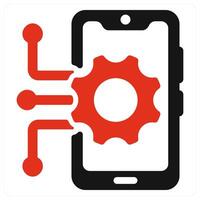 Mobile Technology icon concept in red color vector