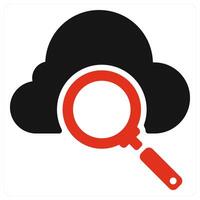 Cloud Search icon concept in red color vector