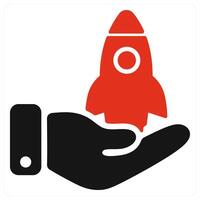Project Startup icon concept in red color vector