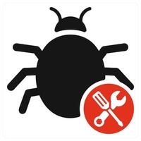 Bug Fixing icon concept in red color vector