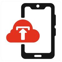Mobile Data Backup icon concept in red color vector