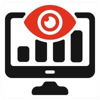 Seo Monitoring icon concept in red color vector