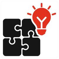 Business Solution icon concept in red color vector