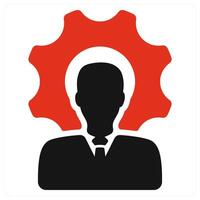 Employee Management icon concept in red color vector