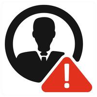 A red and black warning sign with a silhouette of a man vector