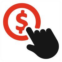 Paid To Click icon concept in red color vector