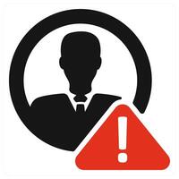 A red and black warning sign with a silhouette of a man vector
