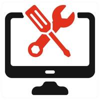 Tech Support icon concept in red color vector