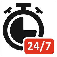 All Day Service icon concept in red color vector