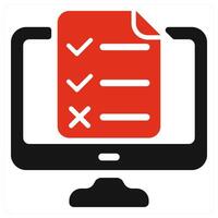 Online Test icon concept in red color vector