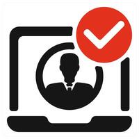 Account Verify icon concept in red color vector